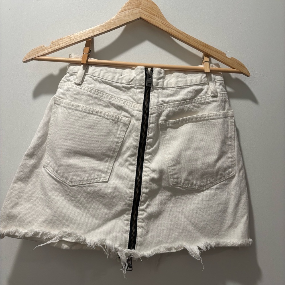 All Saints White Denim Skirt with Black Zipper - Picture 2 of 4